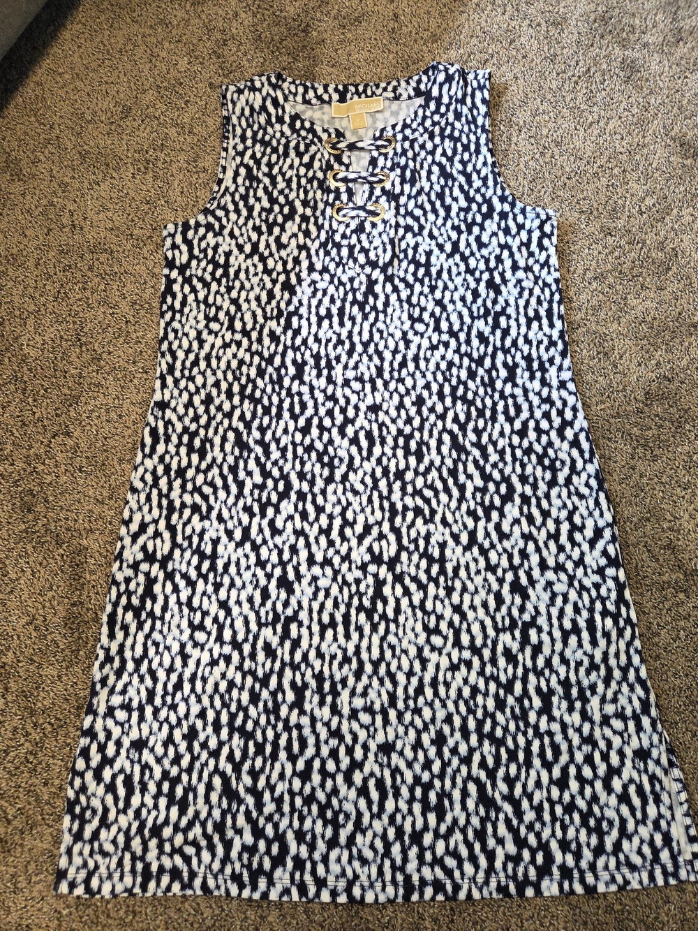MK Sz MEDIUM Navy and White Lace-Up Shift Dress